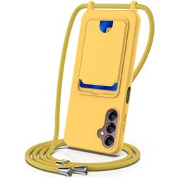 Mobigear Lanyard Card Samsung Galaxy A16 Coque avec cordon en Silicone et Porte-Cartes - Jaune