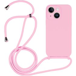 Mobigear Lanyard iPhone 14 Plus Coque avec cordon en Silicone - Rose
