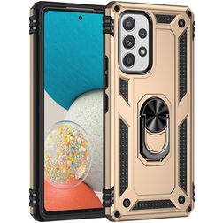 Mobigear Armor Ring Samsung Galaxy A53 Plastique rigide Coque arrière Antichoc avec bague de maintien - Or