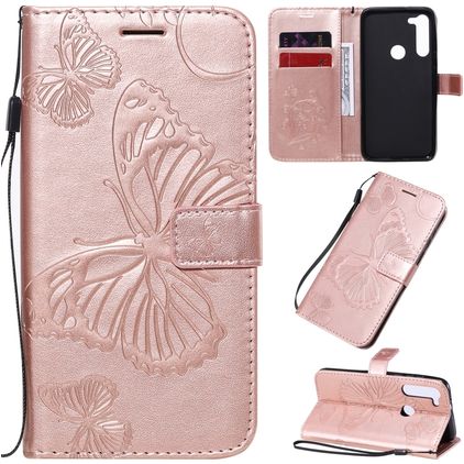 Mobigear Butterfly Motorola Moto G8 Power Étui Portefeuille - Rose doré