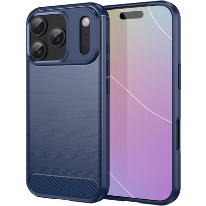 Mobigear Brushed Slim Coque iPhone 18 Pro Coque arrière en TPU Souple - Bleu