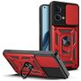 Mobigear Armor Ring Cam Slide Coque OPPO Reno 7 4G Coque arrière Rigide Anti-Chocs avec Anneau-Support et Protecteur Lentilles - Rouge