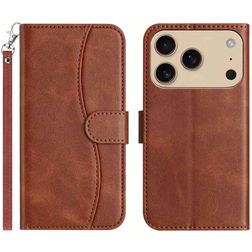 Mobigear S Line Housse iPhone 17 Pro Etui Porte-Monnaie - Marron