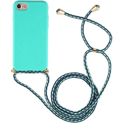Mobigear Lanyard iPhone SE (2020) Coque avec cordon en TPU Souple - Turquoise