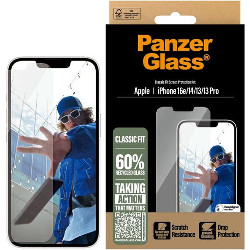 Coque Panzer Glass Pour IPhone 16e - Silicone Anti-Chute 2.4m - Samba Noir - Neuve