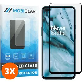 Mobigear Premium OnePlus Nord Verre trempé Protection d'écran - Compatible Coque - Noir (Lot de 3)
