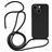 Mobigear Lanyard iPhone 14 Coque avec cordon en Silicone - Noir