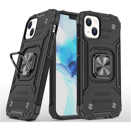 Mobigear Armor Ring Coque iPhone 13 Pro Coque arrière Rigide Anti-Chocs avec Anneau-Support - Noir