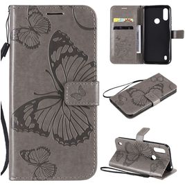 Mobigear Butterfly Housse Motorola Moto E6s (2020) Etui Porte-Monnaie - Gris