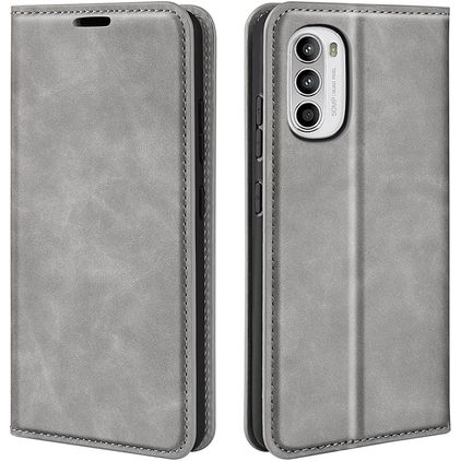 Mobigear Retro Slim Housse Motorola Moto G82 Etui Porte-Monnaie - Gris