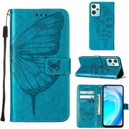 Mobigear Butterfly Housse Realme 9 5G Etui Porte-Monnaie - Bleu