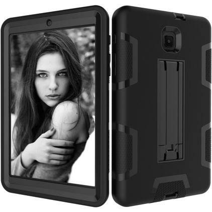 Mobigear ShieldStand Coque Samsung Galaxy Tab A 8.0 (2018) Coque arrière en Plastique rigide,Silicone + Support Amovible - Noir