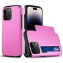 Mobigear Card Coque iPhone 15 Pro Coque arrière Rigide Anti-Chocs avec Porte-Cartes - Rose