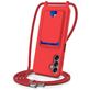 Mobigear Lanyard Card Samsung Galaxy S24 FE Coque avec cordon en Silicone et Porte-Cartes - Rouge