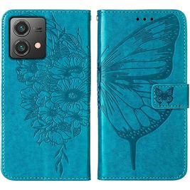 Mobigear Butterfly Housse Motorola Moto G84 Etui Porte-Monnaie - Bleu