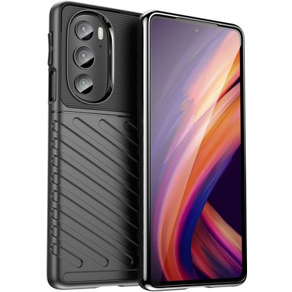 Mobigear Groove Coque Motorola Edge 30 Pro Coque arrière en TPU Souple - Noir