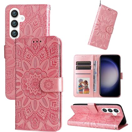 Mobigear Sunflower Housse Samsung Galaxy S24 Etui Porte-Monnaie - Rose doré