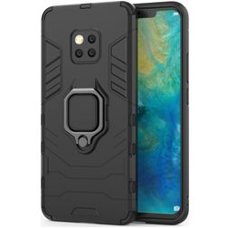 Mobigear Armor Ring Huawei Mate 20 Pro Plastique rigide Coque arrière Antichoc avec bague de maintien - Noir