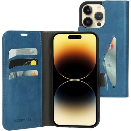 Mobiparts Classic Wallet iPhone 14 Pro Max Étui Portefeuille - Steel Blue