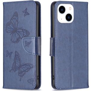 Mobigear Butterfly Housse iPhone 15 Etui Porte-Monnaie - Bleu