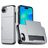 Mobigear Card Coque iPhone 16e Coque arrière Rigide Anti-Chocs avec Porte-Cartes - Argent