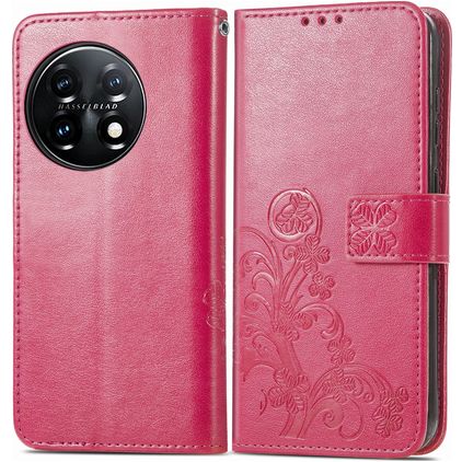Mobigear Clover Housse OnePlus 11 Etui Porte-Monnaie - Rose