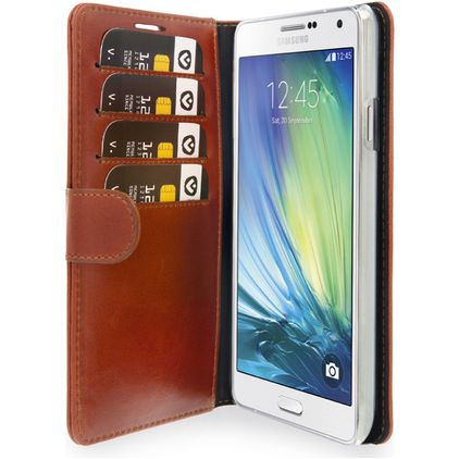 Valenta Classic Housse Samsung Galaxy A7 (2015) Etui en Cuir Véritable Porte-Monnaie - Luxury Brown