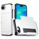 Mobigear Card Coque iPhone 16e Coque arrière Rigide Anti-Chocs avec Porte-Cartes - Blanc
