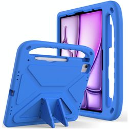 Mobigear AeroArmor Coque iPad Air 13 Pouces (2026) Coque de tablette pour enfants avec Poignée Enfants en EVA + Porte-crayon - Bleu