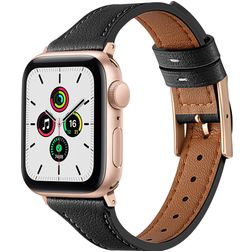 Mobigear Napoli Bracelet Cuir Apple Watch Fermeture boucle ardillon - 49/46/45/44 mm - Noir