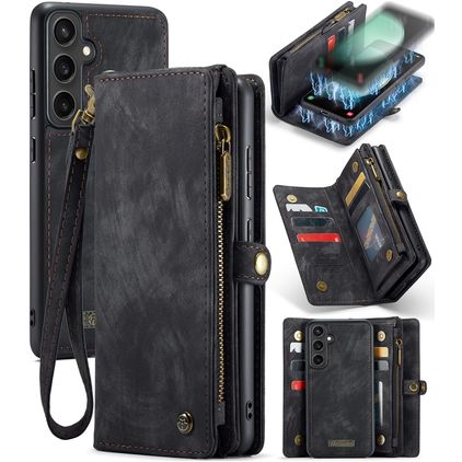 CaseMe 008 Samsung Galaxy S23 FE Coque Étui 2en1 avec coque amovible Portefeuille - Noir