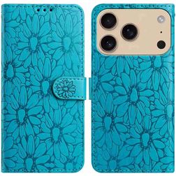 Mobigear Flowers Housse iPhone 17 Pro Etui Porte-Monnaie - Bleu