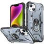 Mobigear Armor Ring Coque iPhone 14 Plus Coque arrière Rigide Anti-Chocs avec Anneau-Support - Gris