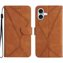 Mobigear Stitch Housse iPhone 17 Etui Porte-Monnaie - Marron