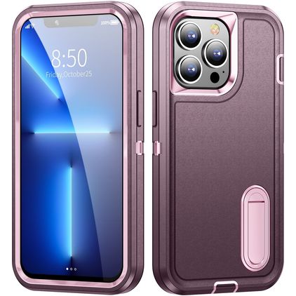 Mobigear Rugged Stand Coque iPhone 14 Pro Coque arrière Rigide Anti-Chocs avec Support Amovible - Violet