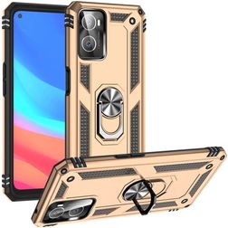 Mobigear Armor Ring OPPO A76 Plastique rigide Coque arrière Antichoc avec bague de maintien - Or