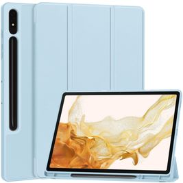 Mobigear Tri-Fold Gel Coque Samsung Galaxy Tab S9 Plus Etui en TPU,Similicuir + Porte-crayon - Bleu