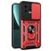 Mobigear Armor Ring Cam Slide Xiaomi 13 Plastique rigide Coque arrière Antichoc avec bague de maintien et cache caméra coulissant - Rouge