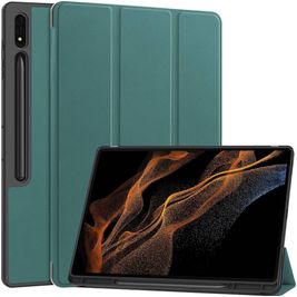 Mobigear Tri-Fold Gel Coque Samsung Galaxy Tab S9 Ultra Etui en TPU,Similicuir + Porte-crayon - Vert