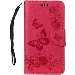 Mobigear Butterfly Housse Samsung Galaxy A8 (2018) Etui Porte-Monnaie - Rouge