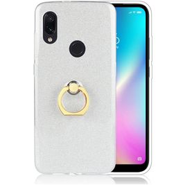 Mobigear Glitter Ring Coque Xiaomi Redmi 7 Coque arrière en TPU Souple avec Anneau-Support - Argent