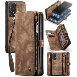 Caseme 008 Housse Samsung Galaxy A52 Etui avec Coque Détachable Porte-Monnaie - Marron