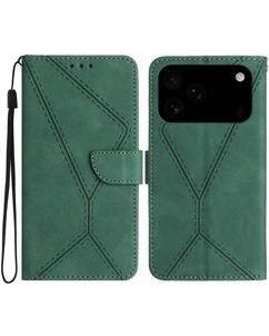 Mobigear Stitch iPhone 18 Pro Max Étui Portefeuille - Vert