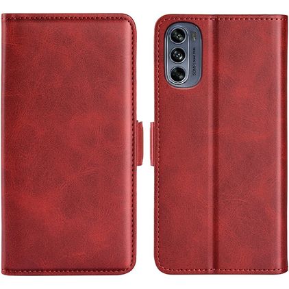 Mobigear Slim Magnet Motorola Moto G62 Étui Portefeuille - Rouge