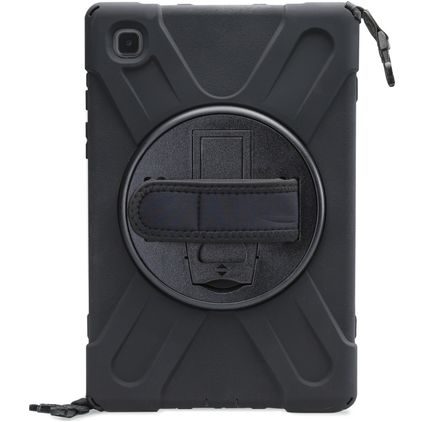 Xccess Survivor All-round Coque Samsung Galaxy Tab A7 (2020) Coque arrière en Plastique rigide,Silicone + Bandoulière + Support Amovible - Noir