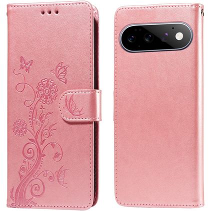 Mobigear Flowers Housse Google Pixel 11 Etui Porte-Monnaie - Rose
