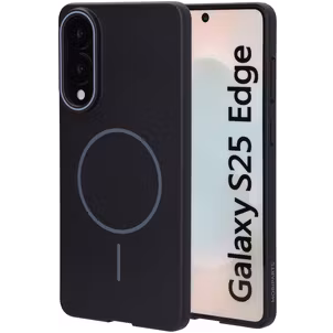 Mobiparts Slim Line Coque Samsung Galaxy S25 Edge MagSafe Coque arrière Rigide - Onyx Black
