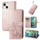 Mobigear Clover Housse iPhone 15 Plus Etui Porte-Monnaie - Rose doré