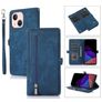 Mobigear Zipper Housse iPhone 14 Etui Porte-Monnaie - Bleu