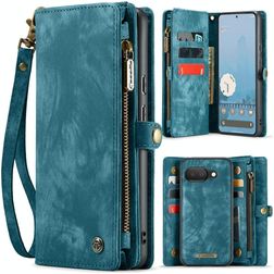 CaseMe 008 Google Pixel 9a Coque Étui 2en1 avec coque amovible Portefeuille - Bleu